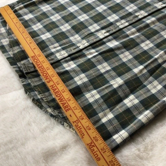 Barbour Cream and Green Plaid Flannel Shirt L Slim - Picture 10 of 15